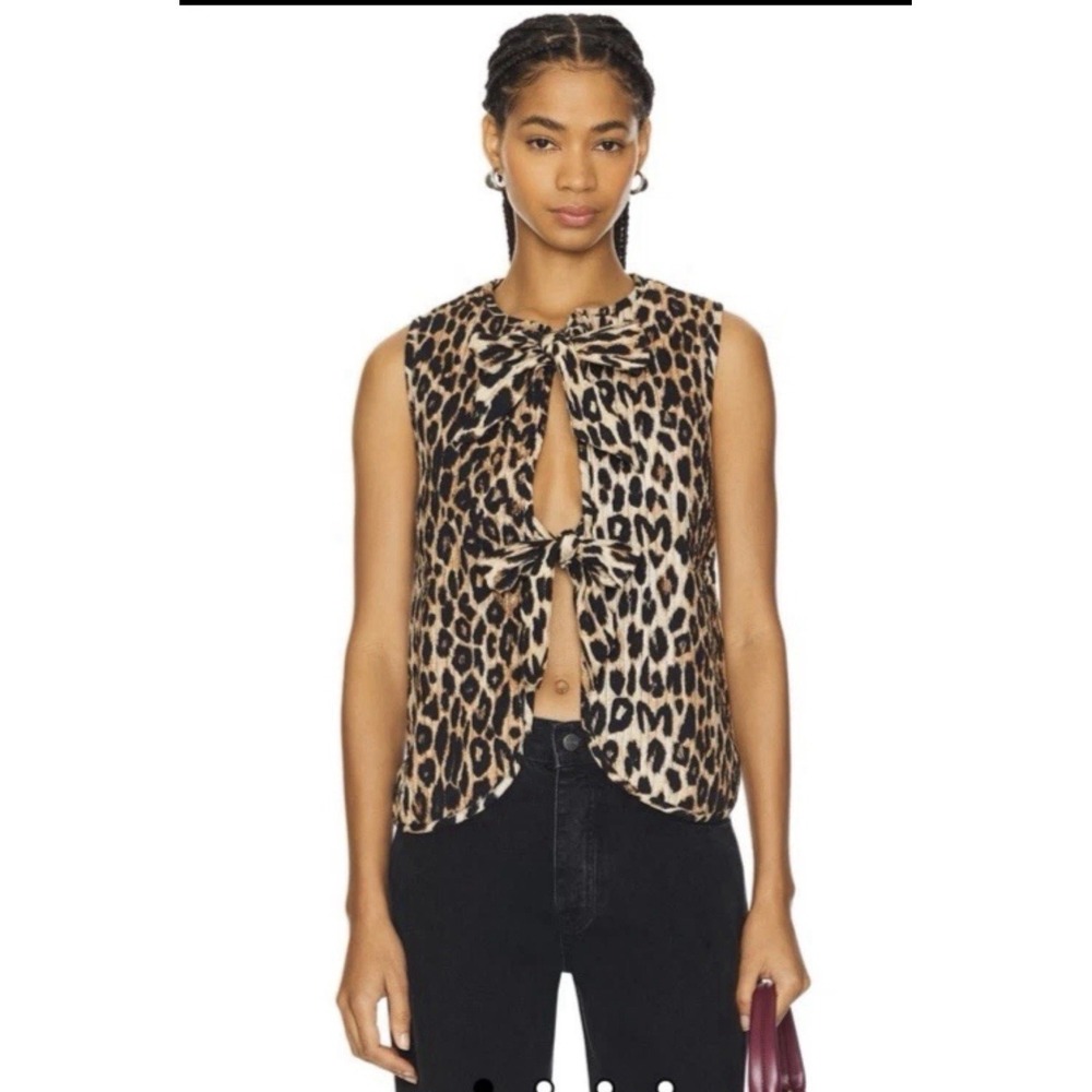 Damson Madder Leopard Tie Front Gilet Vest Size‎ UK 14 US 10